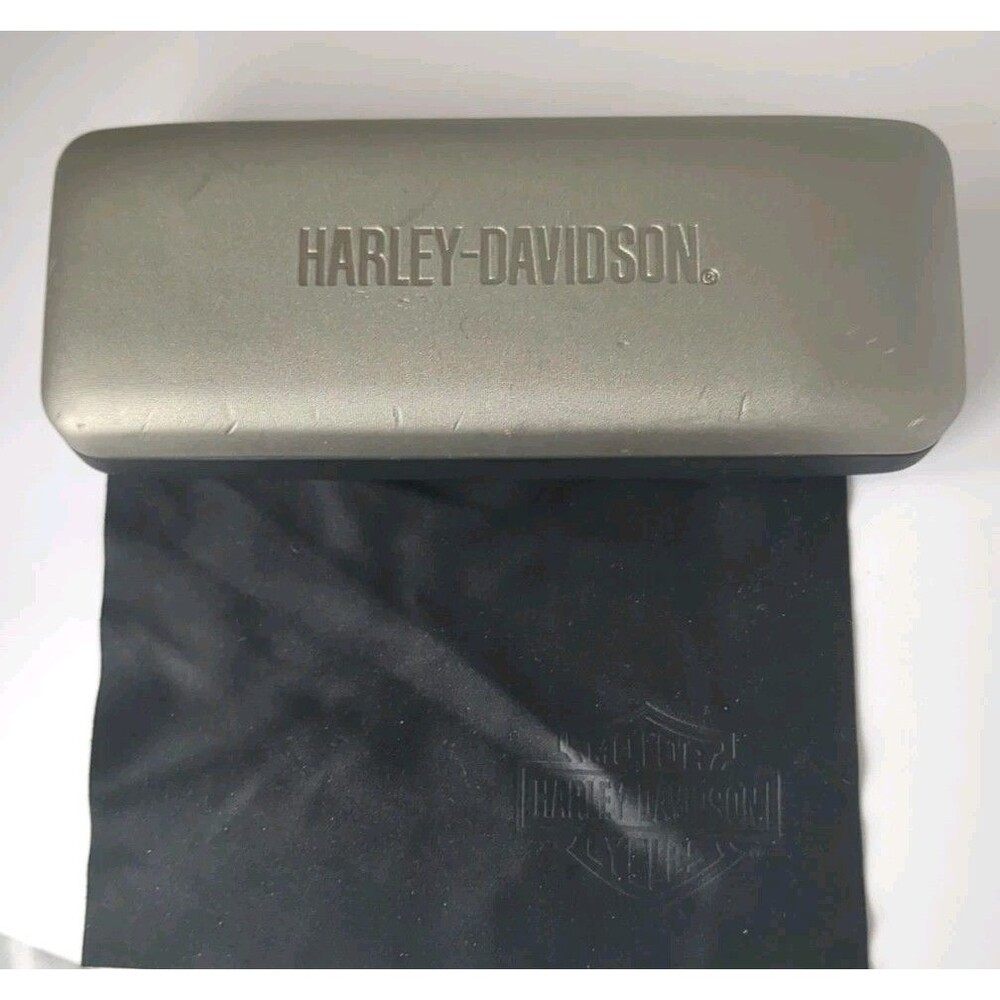 Harley Davidson Sunglasses Snap Case Gray/Black Hard Side Clamshell & Logo Cloth